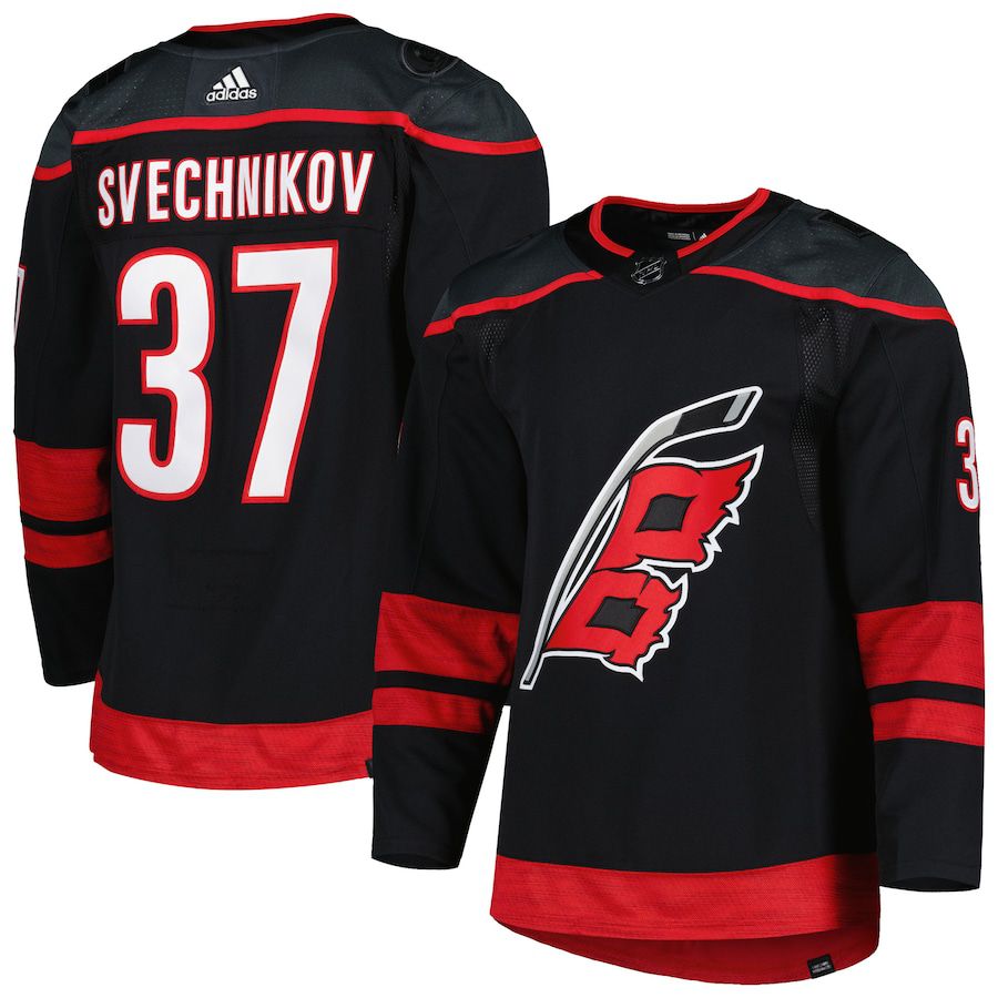 Men Carolina Hurricanes 37 Andrei Svechnikov adidas Black Alternate Primegreen Authentic Pro Player NHL Jersey